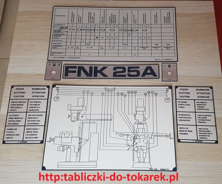  Frezarka TOS FNK 25A Tabliczka Tabliczki Tabela Obrotów