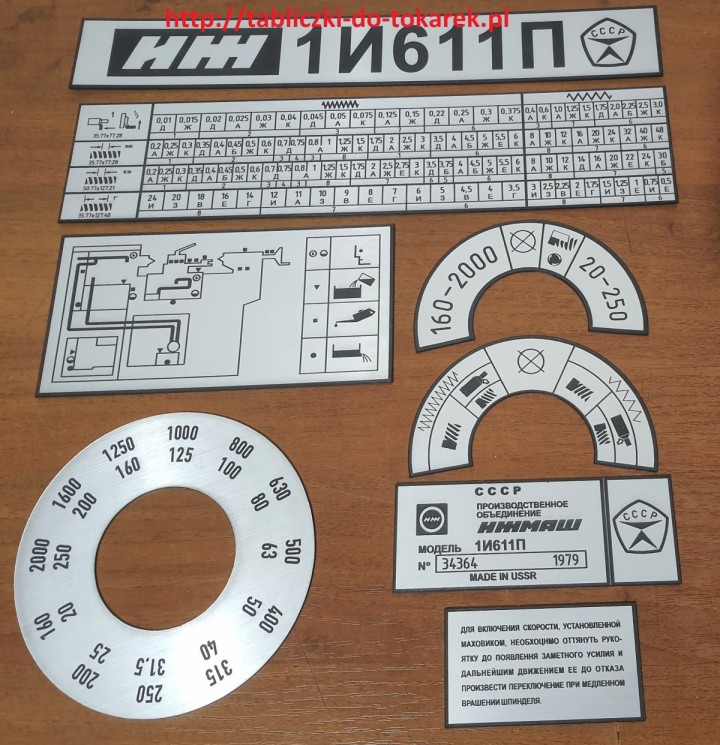 Tokarka 1N611P Tabliczka Tabliczki Tabela Gwintów 